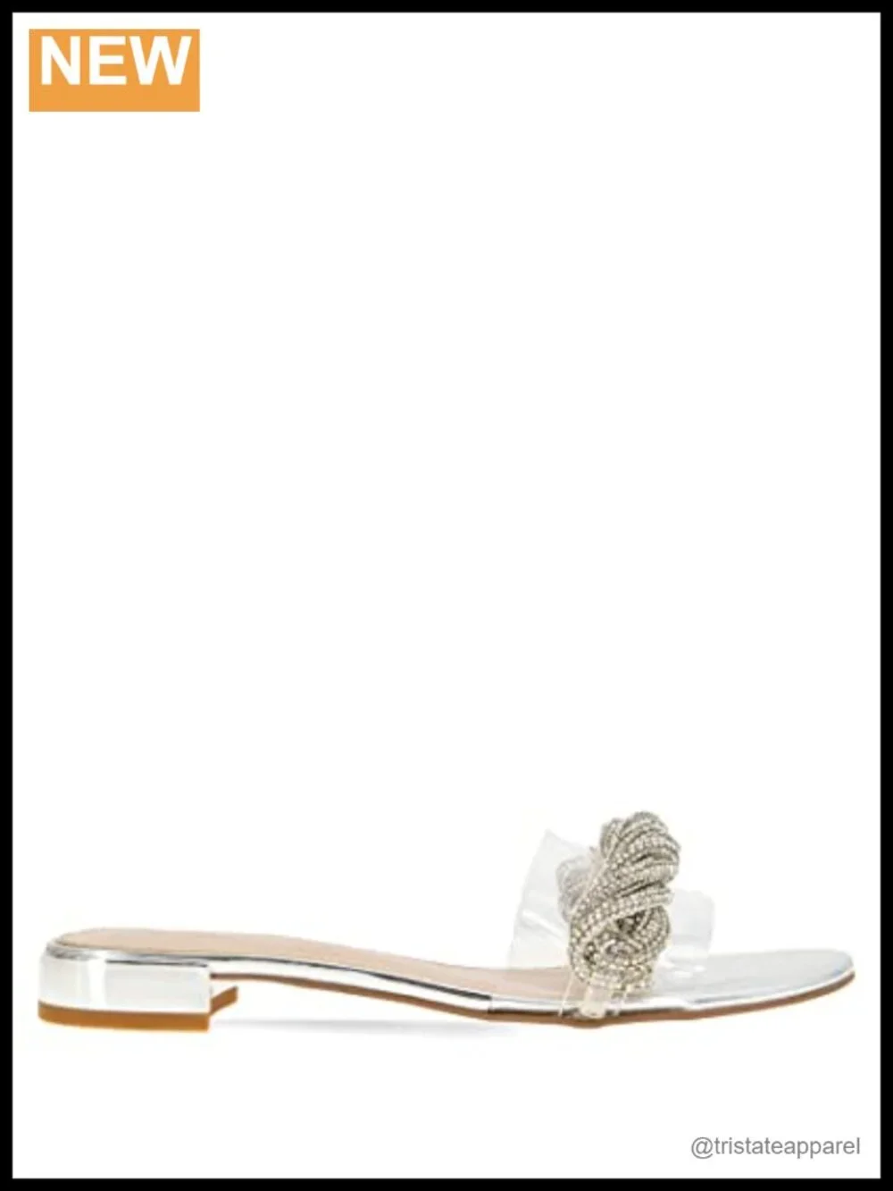 Rhinestone Slide Sandal with Memory Foam Insole and Flexible Outsole